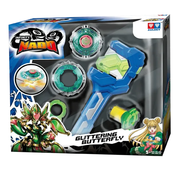 Set de Juguete Lanzador Infinity BeyBlade Nado Battle Series-Glittering Butterfly.
